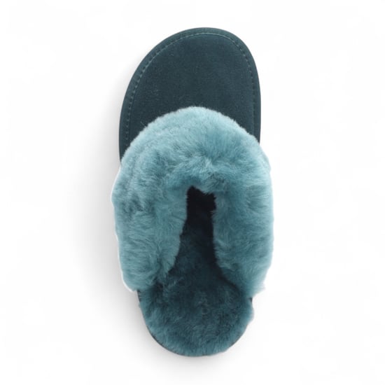 Pantuflas de invierno para mujer de piel de oveja auténtica de ante verde - Luna - Image 6