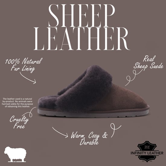 Pantuflas de invierno para mujer de piel de oveja auténtica de ante marrón - Luna - Image 2