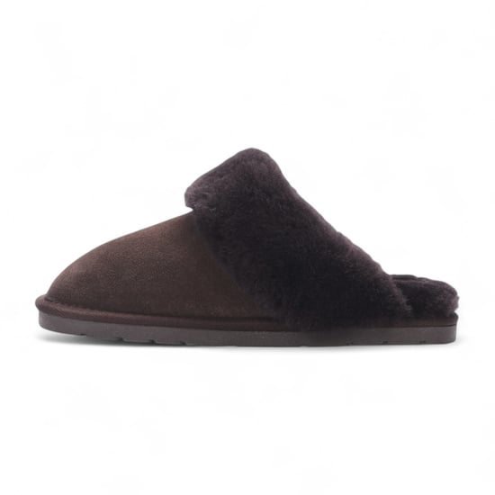 Pantuflas de invierno para mujer de piel de oveja auténtica de ante marrón - Luna - Image 4