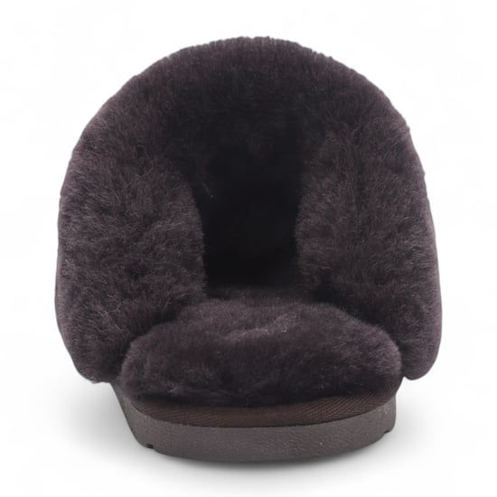 Pantuflas de invierno para mujer de piel de oveja auténtica de ante marrón - Luna - Image 5