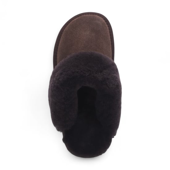 Pantuflas de invierno para mujer de piel de oveja auténtica de ante marrón - Luna - Image 6