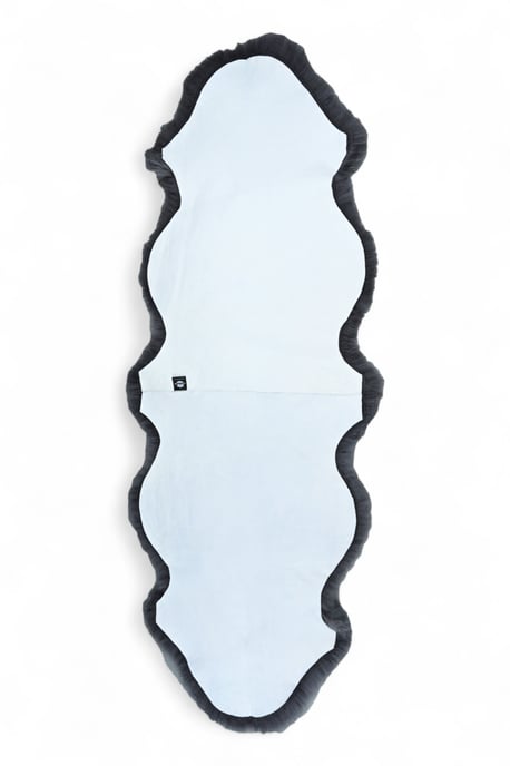 Alfombra de lana auténtica, suave, sedosa y con doble textura, de piel de oveja auténtica, color gris carbón. - Image 2