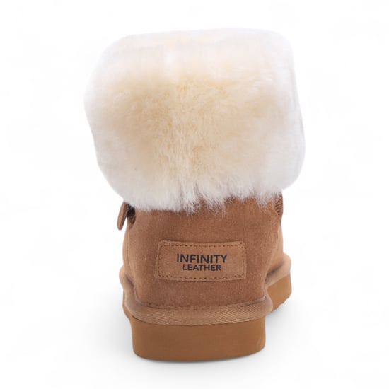 Botas de invierno para mujer de piel de oveja auténtica color canela y ante - Granito - Image 5