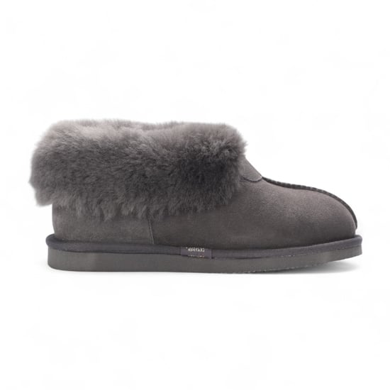 Botines de ante de oveja para mujer, color gris, sin cordones, para invierno - Glaciar - Image 1