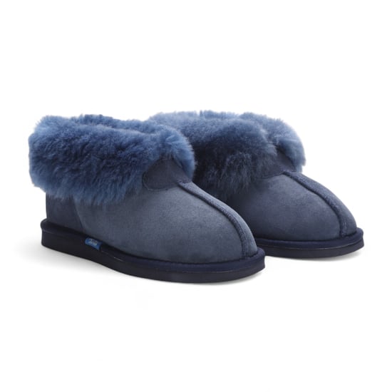 Botines de ante de oveja para mujer, color azul marino, sin cordones, para invierno - Glaciar - Image 3