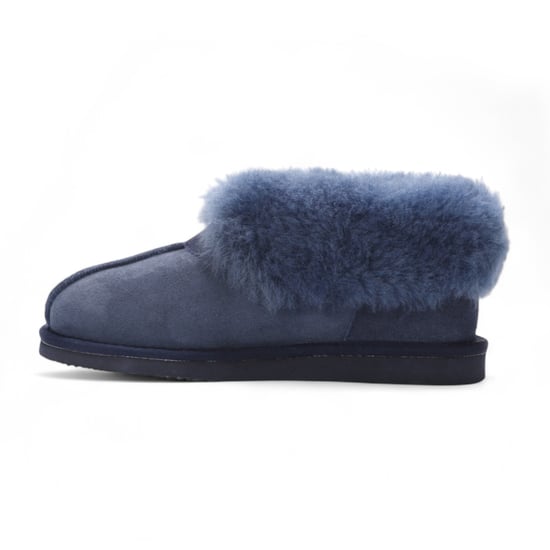 Botines de ante de oveja para mujer, color azul marino, sin cordones, para invierno - Glaciar - Image 4