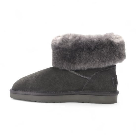 Botas de invierno para mujer de piel de oveja auténtica de ante gris - Granito - Image 4