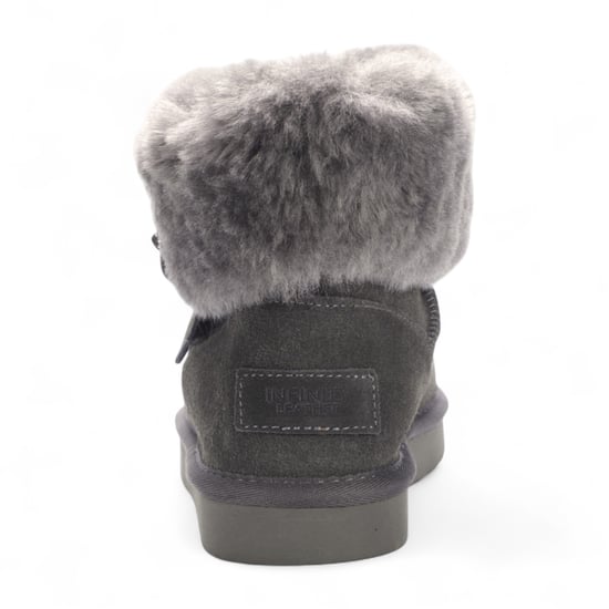 Botas de invierno para mujer de piel de oveja auténtica de ante gris - Granito - Image 5