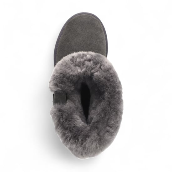 Botas de invierno para mujer de piel de oveja auténtica de ante gris - Granito - Image 6