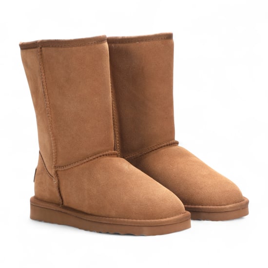 Botas de invierno sin cordones de piel de oveja auténtica color castaño para mujer - Atardecer - Image 3