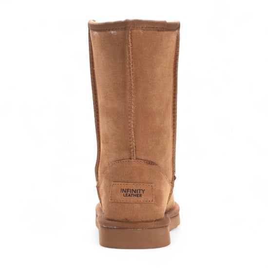 Botas de invierno sin cordones de piel de oveja auténtica color castaño para mujer - Atardecer - Image 6