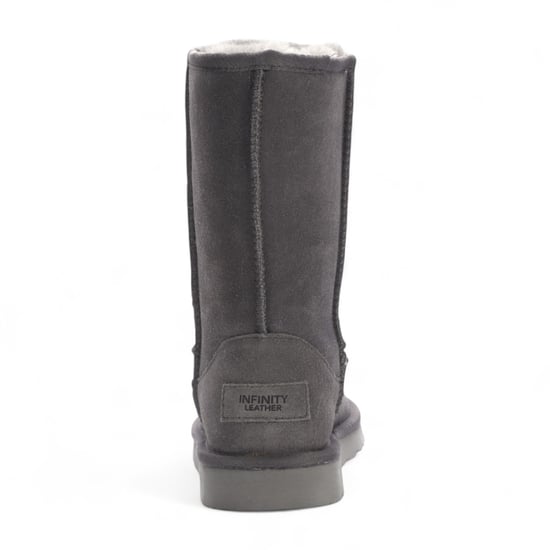 Botas de invierno sin cordones de ante gris de piel de oveja auténtica para mujer - Atardecer - Image 6