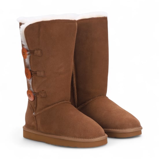 Botas de invierno cálidas de ante de oveja color canela para mujer - Willow - Image 3