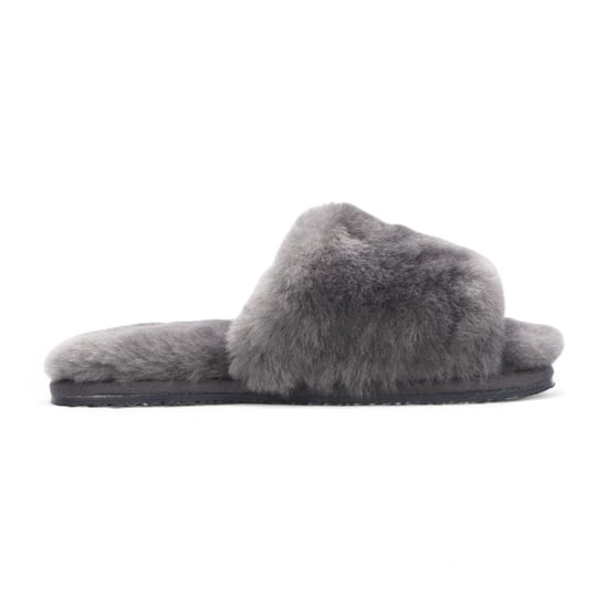 Pantuflas de piel de oveja para mujer, cálidas, grises, para invierno - Nordic - Image 1