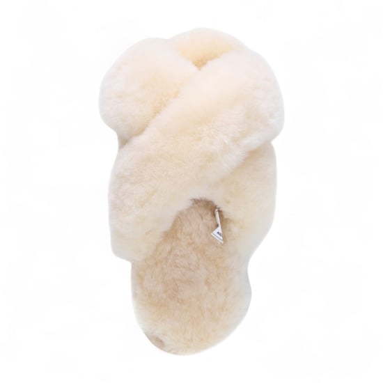 Pantuflas de piel de oveja para mujer, beige, cálidas, de invierno, cruzadas - Snowbelle - Image 6