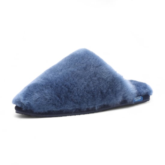 Pantuflas de piel de oveja para mujer, color azul marino, cálidas, de invierno, estilo mule - Aurora - Image 5