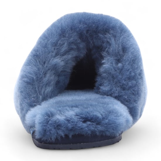 Pantuflas de piel de oveja para mujer, color azul marino, cálidas, de invierno, estilo mule - Aurora - Image 6