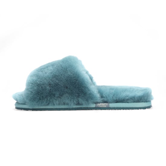 Pantuflas de piel de oveja para mujer, cálidas, color verde azulado, para invierno - Nordic - Image 4