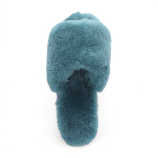 Pantuflas de piel de oveja para mujer, cálidas, color verde azulado, para invierno - Nordic - Image 6