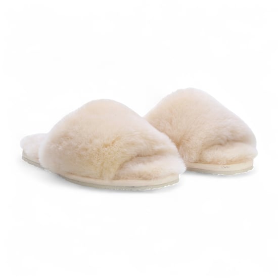 Pantuflas de piel de oveja para mujer, cálidas, color beige, para invierno - Nordic - Image 3