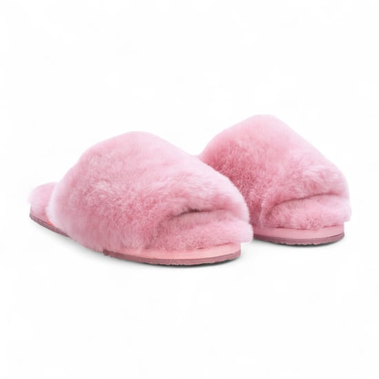 Pantuflas de piel de oveja para mujer, cálidas, rosas, de invierno - Nordic - Image 3