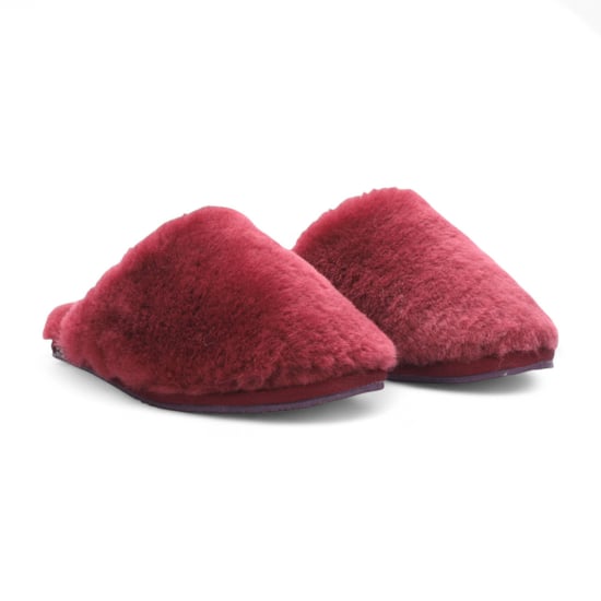 Pantuflas de piel de oveja para mujer, cálidas, color burdeos, estilo mule de invierno - Aurora - Image 3