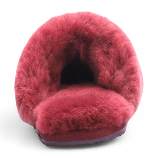 Pantuflas de piel de oveja para mujer, cálidas, color burdeos, estilo mule de invierno - Aurora - Image 6