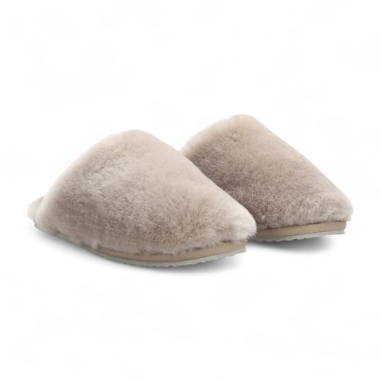 Pantuflas de piel de oveja para mujer, color topo, cálidas, de invierno - Aurora - Image 3