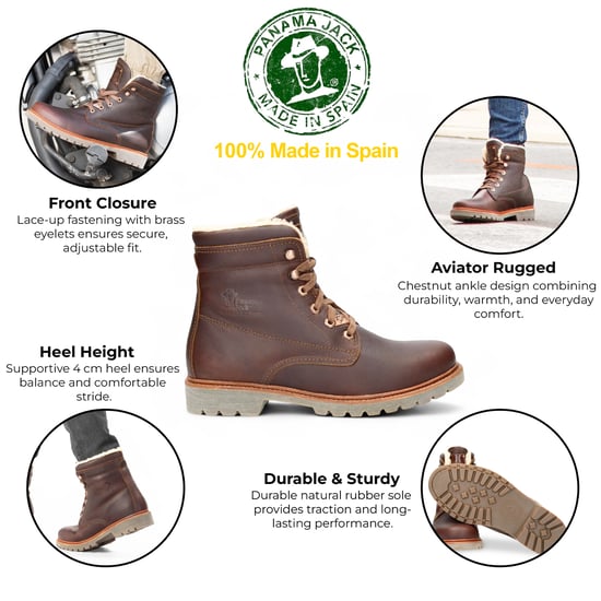 Botines Panama Jack P03 Aviator C23 de piel impermeable en color castaño para hombre - Image 2
