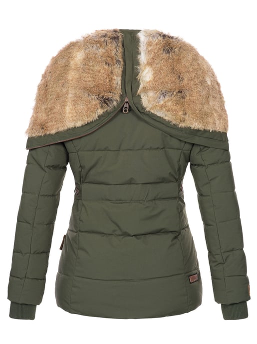 Chaqueta de invierno Marikoo Nekoo para mujer con capucha de pelo sintético y forro de borreguito - Image 3