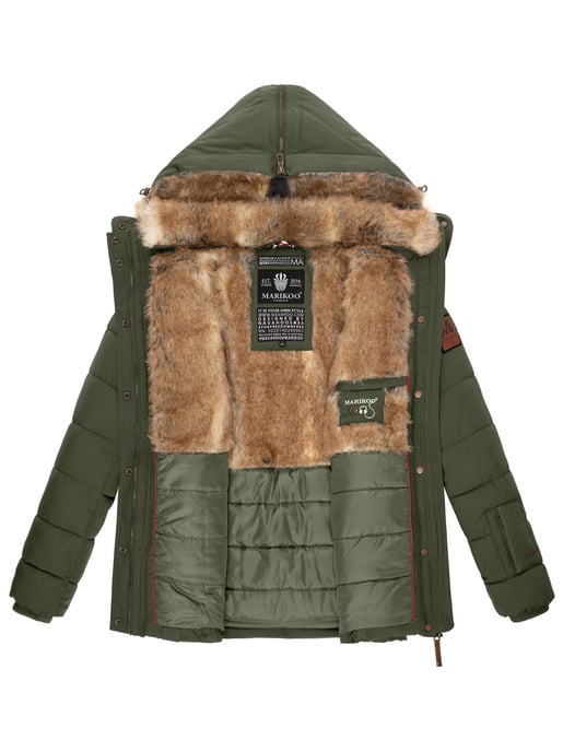 Chaqueta de invierno Marikoo Nekoo para mujer con capucha de pelo sintético y forro de borreguito - Image 4