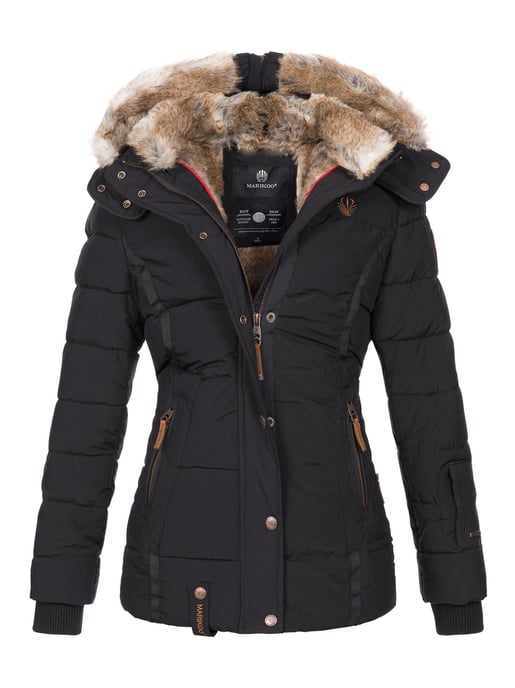 Chaqueta de invierno Marikoo Nekoo para mujer con capucha de pelo sintético y forro de borreguito - Image 1