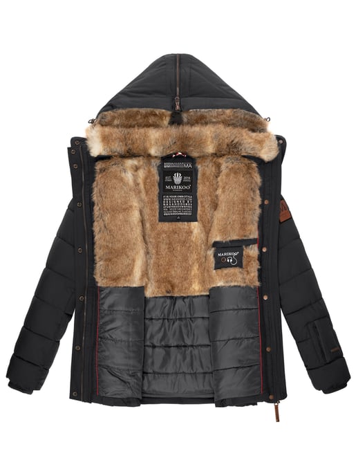 Chaqueta de invierno Marikoo Nekoo para mujer con capucha de pelo sintético y forro de borreguito - Image 5