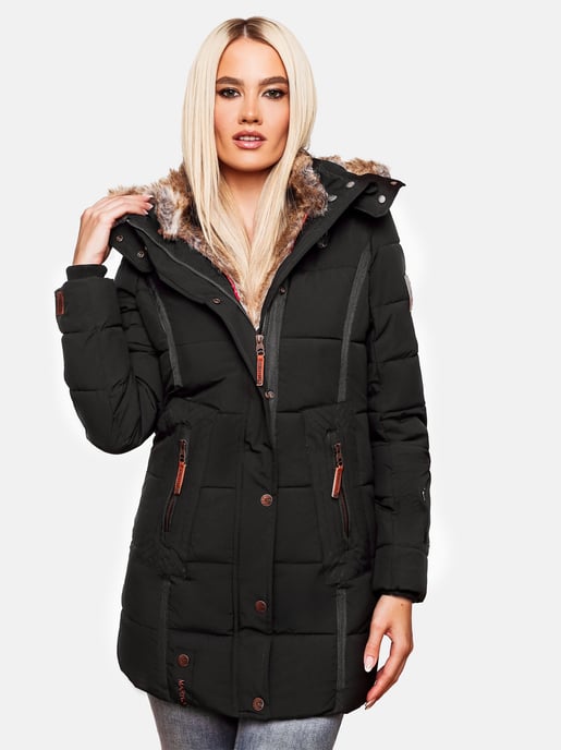 Chaqueta de invierno Marikoo Nekoo para mujer con capucha de pelo sintético y forro de borreguito - Image 6