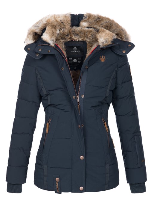 Chaqueta de invierno Marikoo Nekoo para mujer con capucha de pelo sintético y forro de borreguito - Image 1