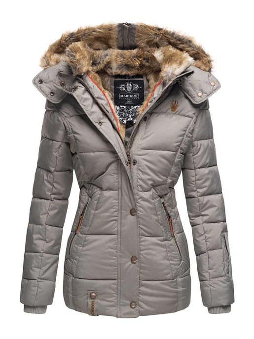 Chaqueta de invierno Marikoo Nekoo para mujer con capucha de pelo sintético y forro de borreguito - Image 1