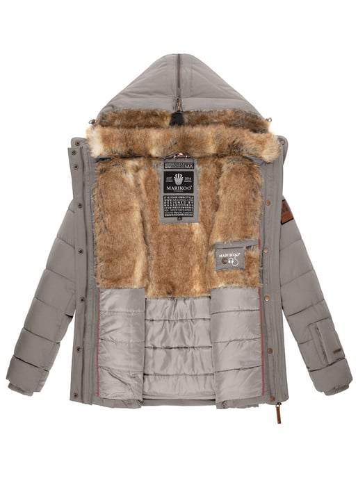 Chaqueta de invierno Marikoo Nekoo para mujer con capucha de pelo sintético y forro de borreguito - Image 5