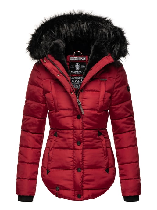 Chaqueta de invierno Marikoo Lotusblüte para mujer con forro de borreguito y cuello de pelo sintético - Image 1