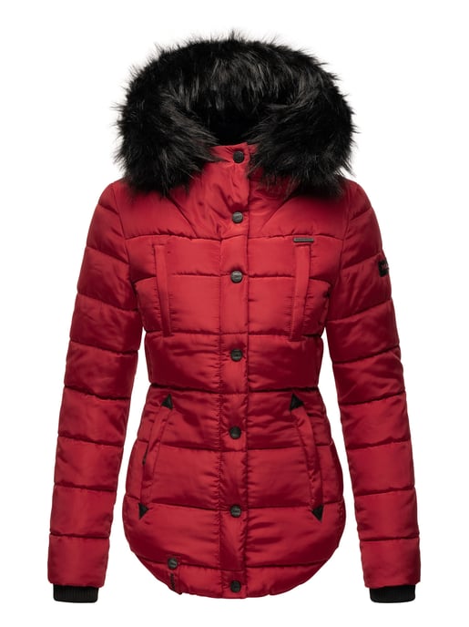 Chaqueta de invierno Marikoo Lotusblüte para mujer con forro de borreguito y cuello de pelo sintético - Image 2