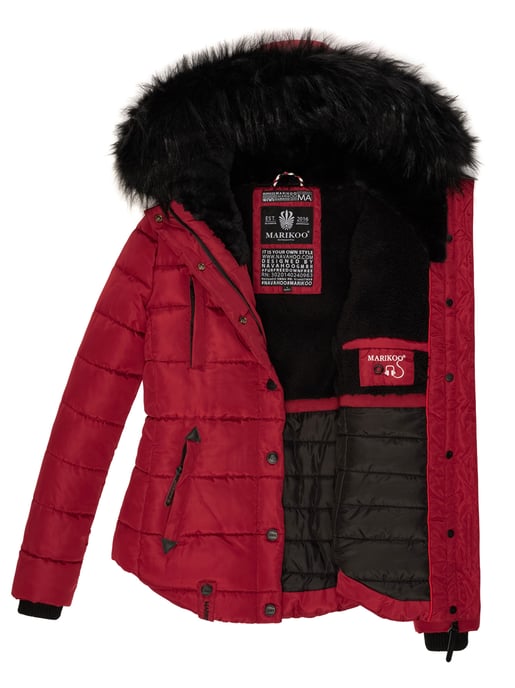 Chaqueta de invierno Marikoo Lotusblüte para mujer con forro de borreguito y cuello de pelo sintético - Image 6
