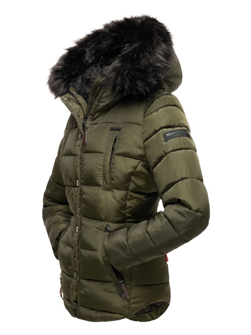 Chaqueta de invierno Marikoo Lotusblüte para mujer con forro de borreguito y cuello de pelo sintético - Image 3