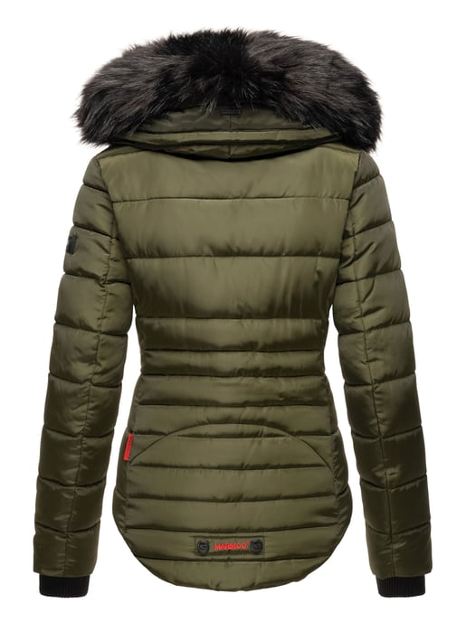 Chaqueta de invierno Marikoo Lotusblüte para mujer con forro de borreguito y cuello de pelo sintético - Image 4
