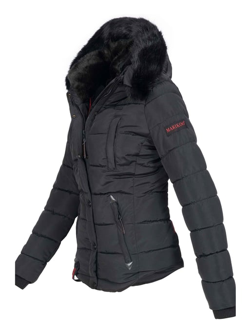 Chaqueta de invierno Marikoo Lotusblüte para mujer con forro de borreguito y cuello de pelo sintético - Image 2