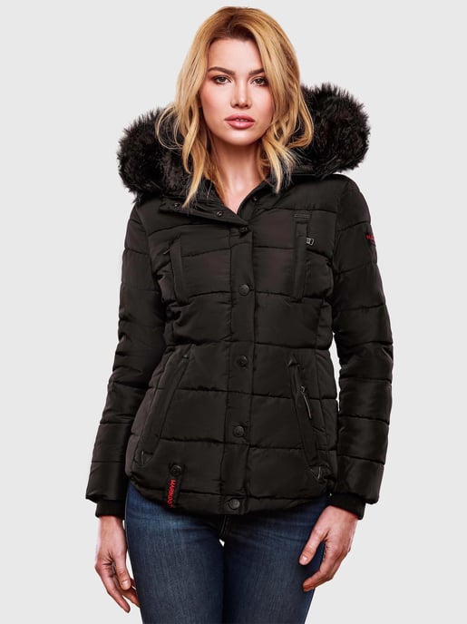 Chaqueta de invierno Marikoo Lotusblüte para mujer con forro de borreguito y cuello de pelo sintético - Image 4
