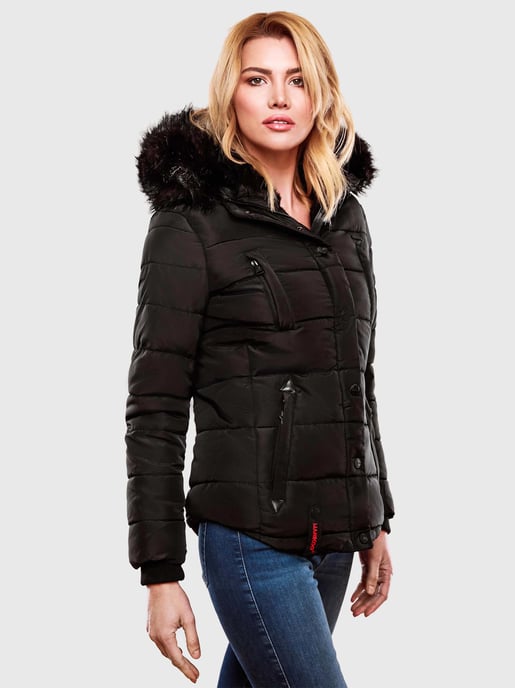Chaqueta de invierno Marikoo Lotusblüte para mujer con forro de borreguito y cuello de pelo sintético - Image 6