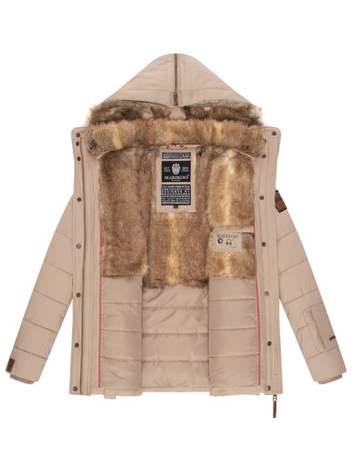 Chaqueta de invierno Marikoo Nekoo para mujer con capucha de pelo sintético y forro de borreguito - Image 6