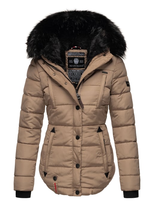 Chaqueta de invierno Marikoo Lotusblüte para mujer con forro de borreguito y cuello de pelo sintético - Image 1