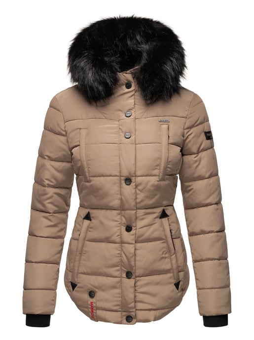 Chaqueta de invierno Marikoo Lotusblüte para mujer con forro de borreguito y cuello de pelo sintético - Image 2