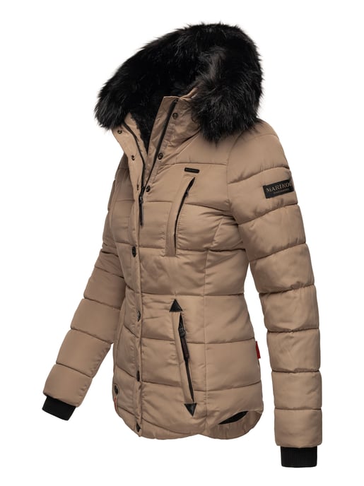 Chaqueta de invierno Marikoo Lotusblüte para mujer con forro de borreguito y cuello de pelo sintético - Image 3