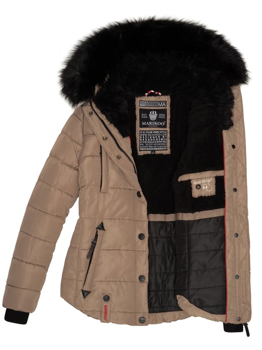 Chaqueta de invierno Marikoo Lotusblüte para mujer con forro de borreguito y cuello de pelo sintético - Image 6
